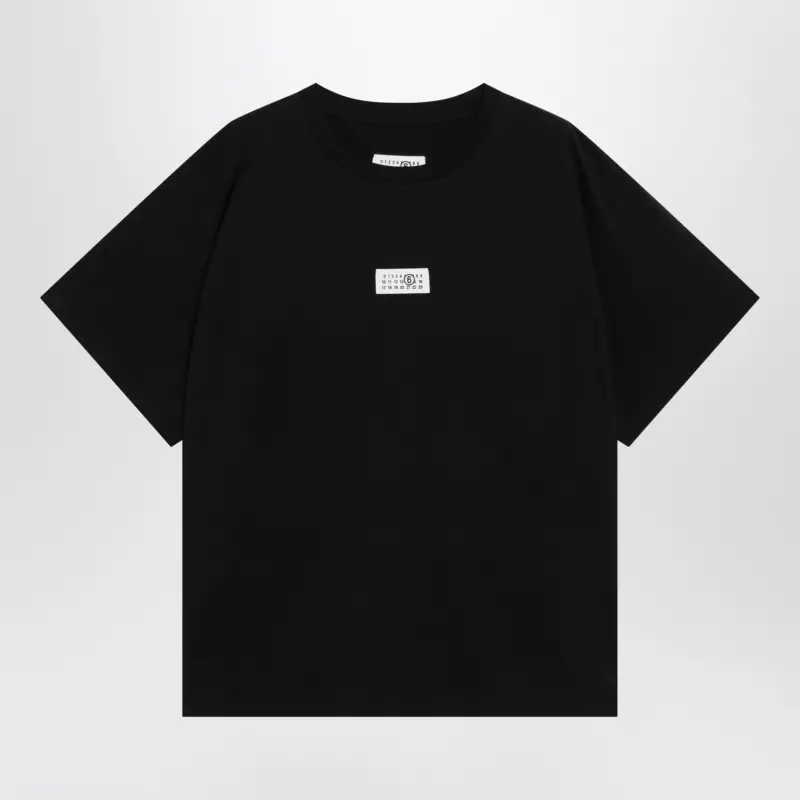 MM6 Maison Margiela Black cotton T-shirt with Numeric logo