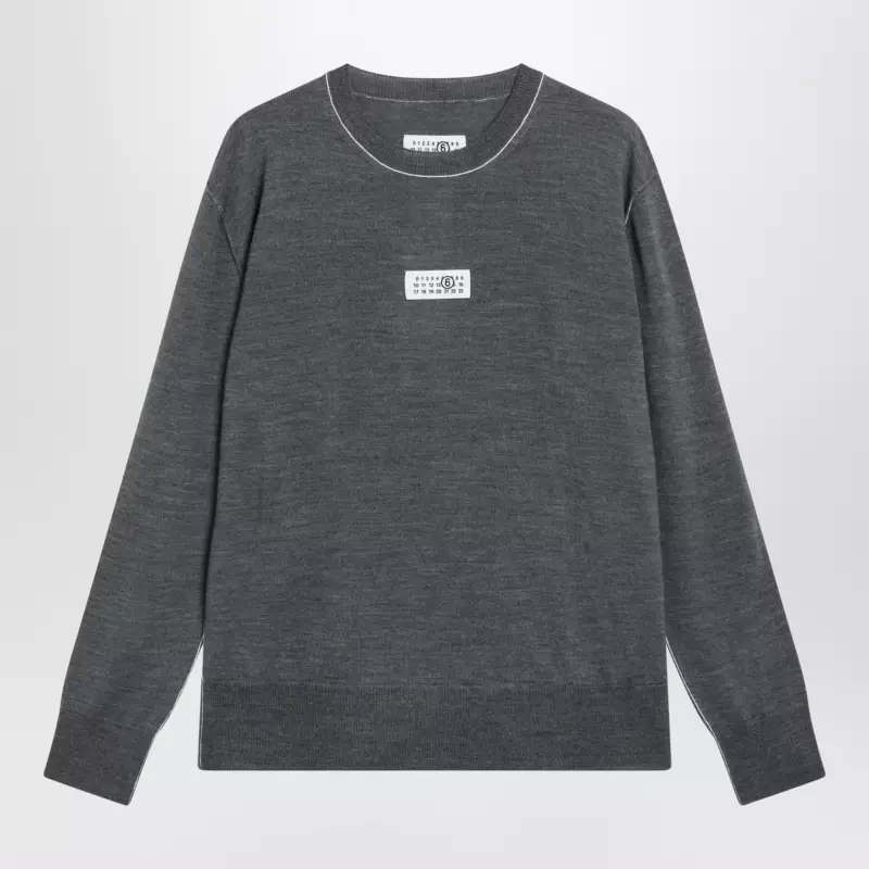 MM6 Maison Margiela Grey wool sweater with Numeric logo