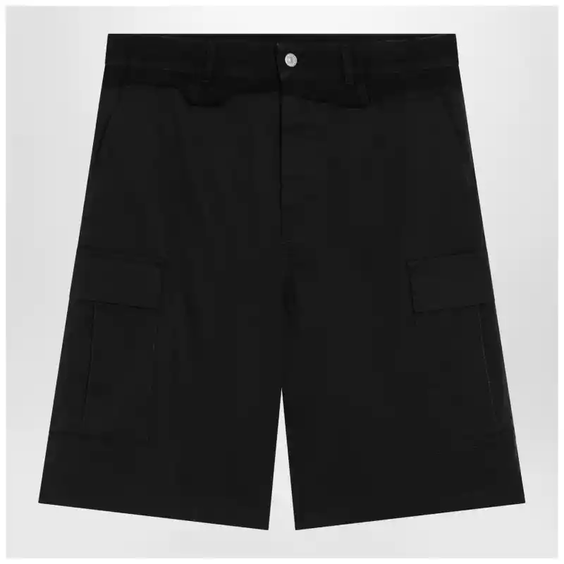 SH0MU0021MTN137_S_MM6-961.x MM6 Maison Margiela Black wool-blend cargo bermuda shorts
