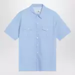 MM6 Maison Margiela Short-sleeve poplin shirt with reinforcements, light blue