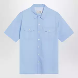 MM6 Maison Margiela Short-sleeve poplin shirt with reinforcements, light blue