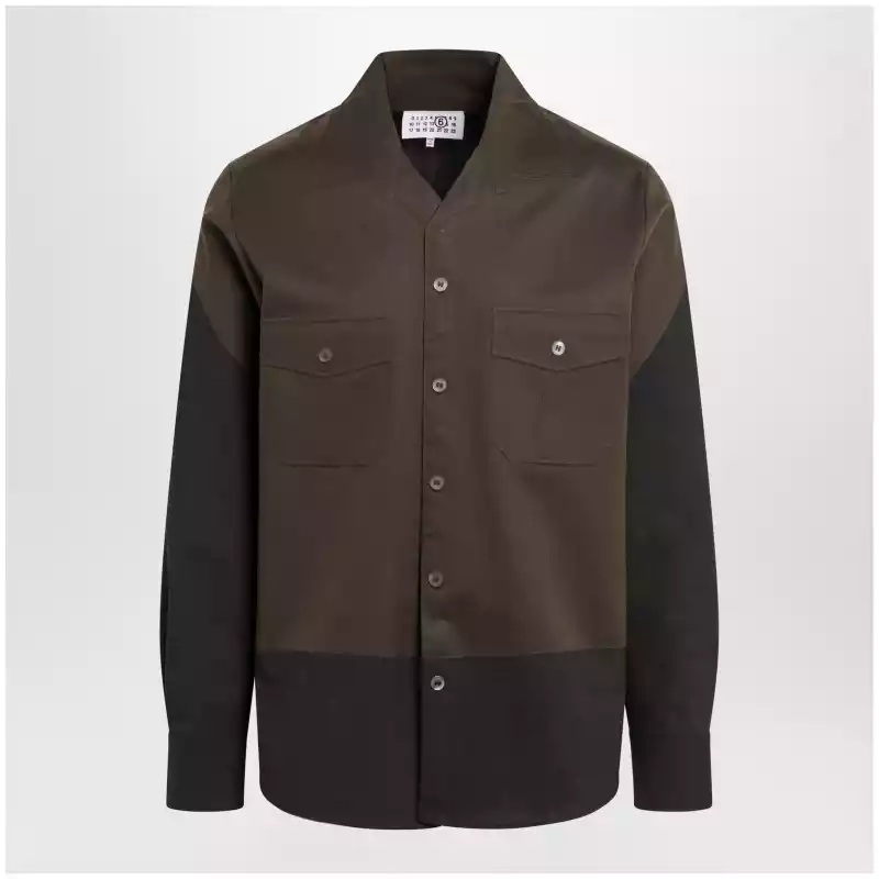 MM6 Maison Margiela Two-tone brown shirt in wool blend