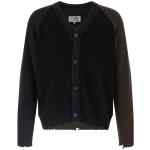 Mm6 Maison Margiela Two-tone Suede Patch Cardigan