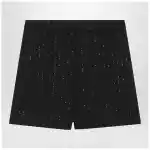 Max Mara Pianoforte Black Shorts with pinstripe-effect micro sequins