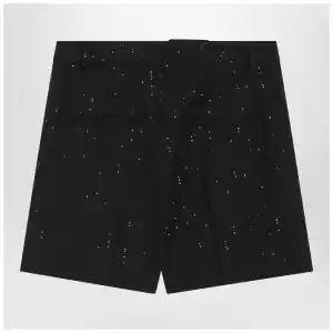 Max Mara Pianoforte Black Shorts with pinstripe-effect micro sequins