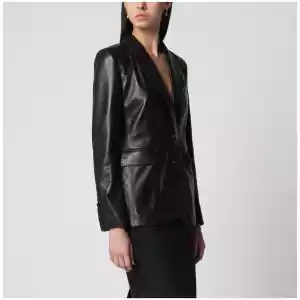 Tagliatore Black single-breasted leather jacket