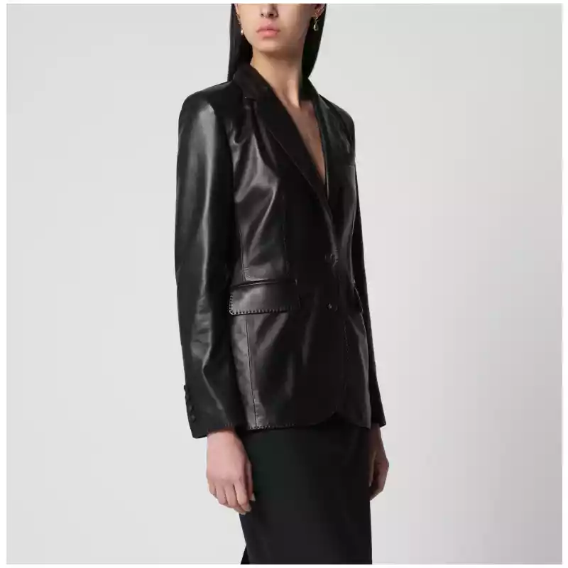 Tagliatore Black single-breasted leather jacket