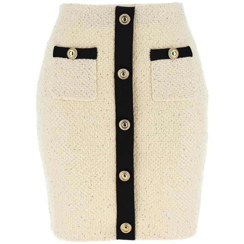 Self-Portrait Cream Sequin Knit Mini Skirt