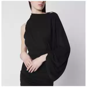 THE ANDAMANE Black one-shoulder mini dress