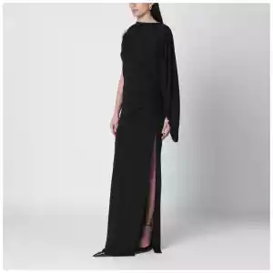 THE ANDAMANE Black Selene one-shoulder long dress