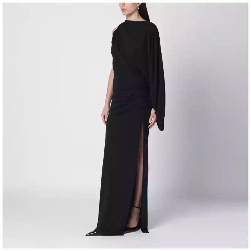 THE ANDAMANE Black Selene one-shoulder long dress