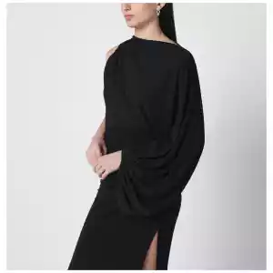THE ANDAMANE Black Selene one-shoulder long dress