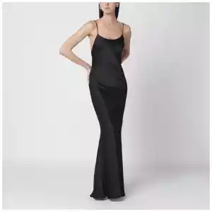 THE ANDAMANE Black Ninfea dress with back draping