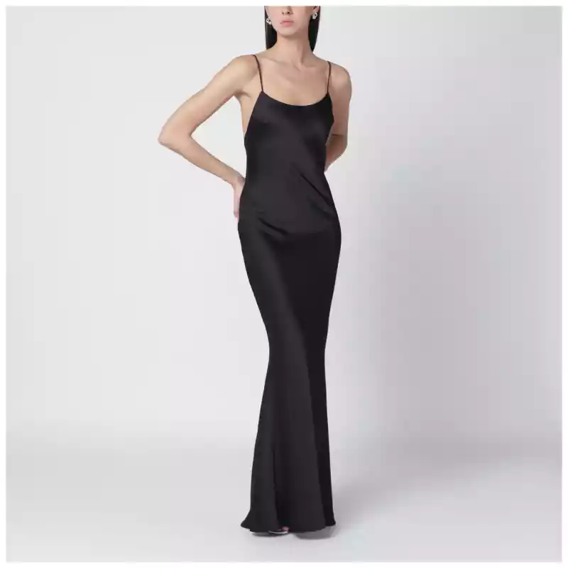 THE ANDAMANE Black Ninfea dress with back draping