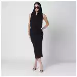 THE ANDAMANE Black Annie hooded midi dress