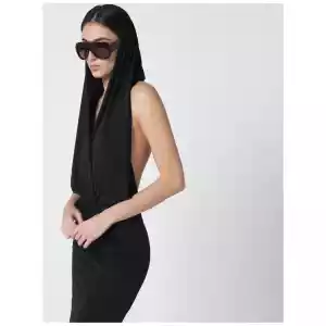THE ANDAMANE Black Annie hooded midi dress