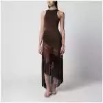 THE ANDAMANE Marisol sleeveless maxi dress in jersey, dark brown