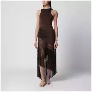 THE ANDAMANE Marisol sleeveless maxi dress in jersey, dark brown