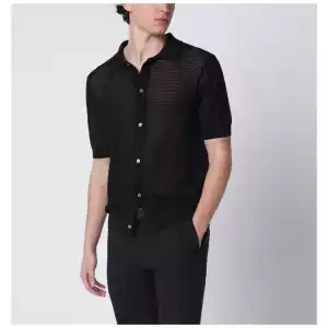 Tagliatore Black openwork cotton cardigan
