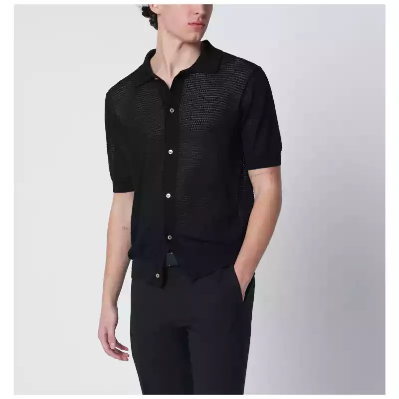 Tagliatore Black openwork cotton cardigan