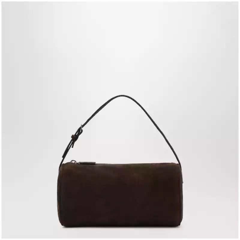 The Row 90s suede leather shoulder bag in mocha