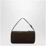 The Row 90s suede leather shoulder bag in mocha