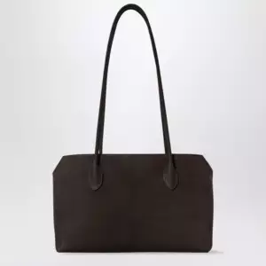 The Row Terrasse nubuck calf leather shoulder bag, ebony brown