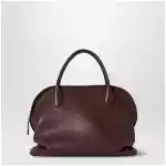 The Row Agnes soft glossy calfskin handbag in burgundy