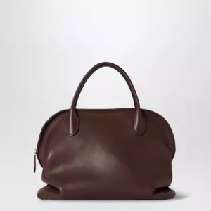 The Row Agnes soft glossy calfskin handbag in burgundy