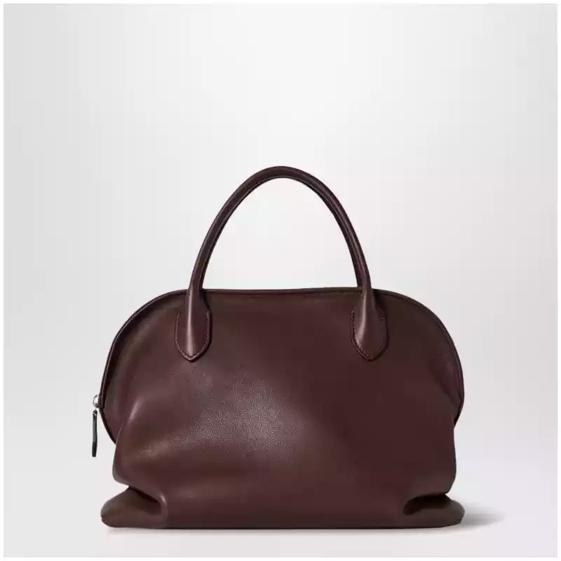 The Row Agnes soft glossy calfskin handbag in burgundy