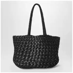 The Row Estelle Two bag in black woven raffia
