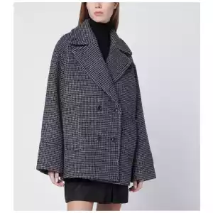 Calvin Klein Grey double-breasted houndstooth coat