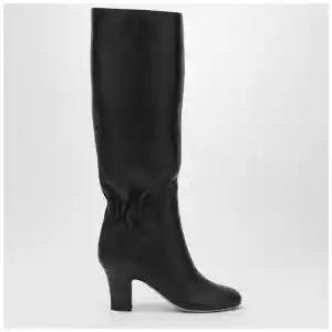 Ferragamo Ruched Boots in Dark Brown Leather