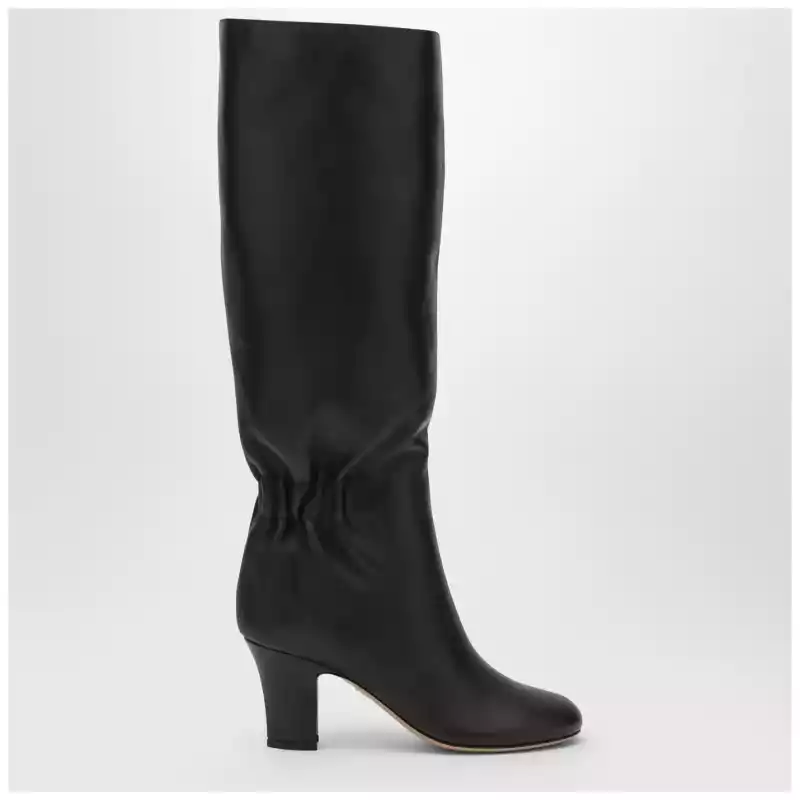 Ferragamo Ruched Boots in Dark Brown Leather