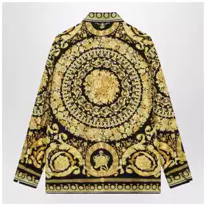 Versace Black and gold printed silk twill shirt