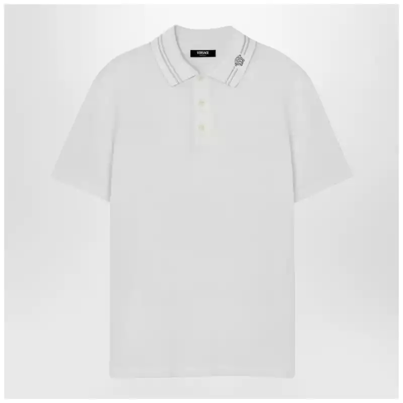 Versace White polo shirt with Medusa embroidery