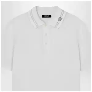 Versace White polo shirt with Medusa embroidery