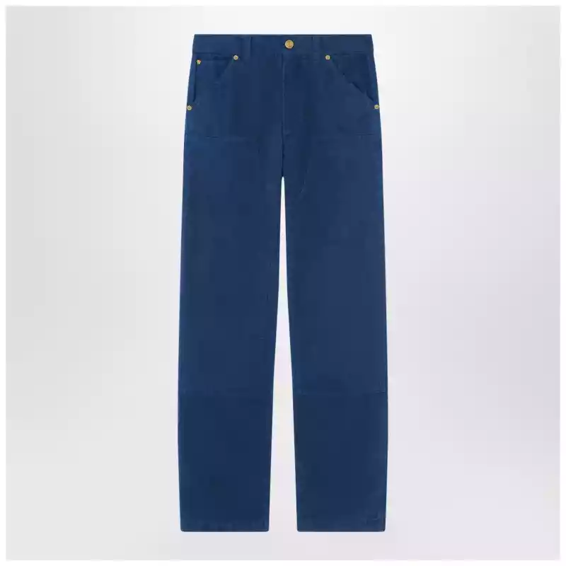 Versace Petrol blue cotton carpenter trousers