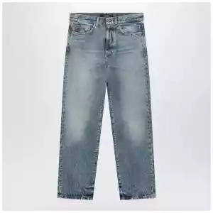 Versace Blue washed-effect jeans with small studs