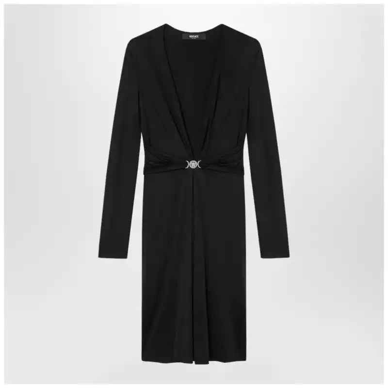 Versace Black viscose jersey midi dress