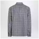 Versace Light blue zip-up checked shirt