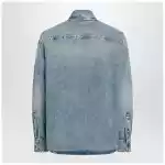 Versace Light blue stone-washed denim shirt with studs
