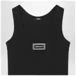 Versace Black stretch ribbed cotton tank top