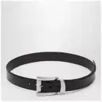 Versace Black leather belt with logo lettering