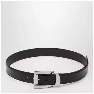 Versace Black leather belt with logo lettering