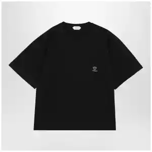 Versace Black cotton jersey T-shirt with Medusa embroidery