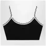 Versace Black viscose-blend cropped top with jacquard details