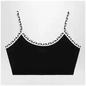 Versace Black viscose-blend cropped top with jacquard details