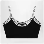 Versace Black viscose-blend cropped top with jacquard details