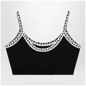 Versace Black viscose-blend cropped top with jacquard details
